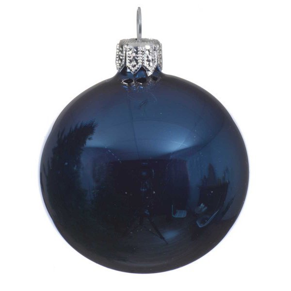 Χριστουγεννιάτικη Γυάλινη Μπάλα Μπλε Γυαλιστερή (8cm)